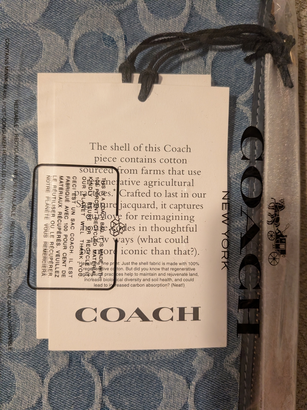 Coach Denim Signature Logo Wristlet - Picture 2 of 6